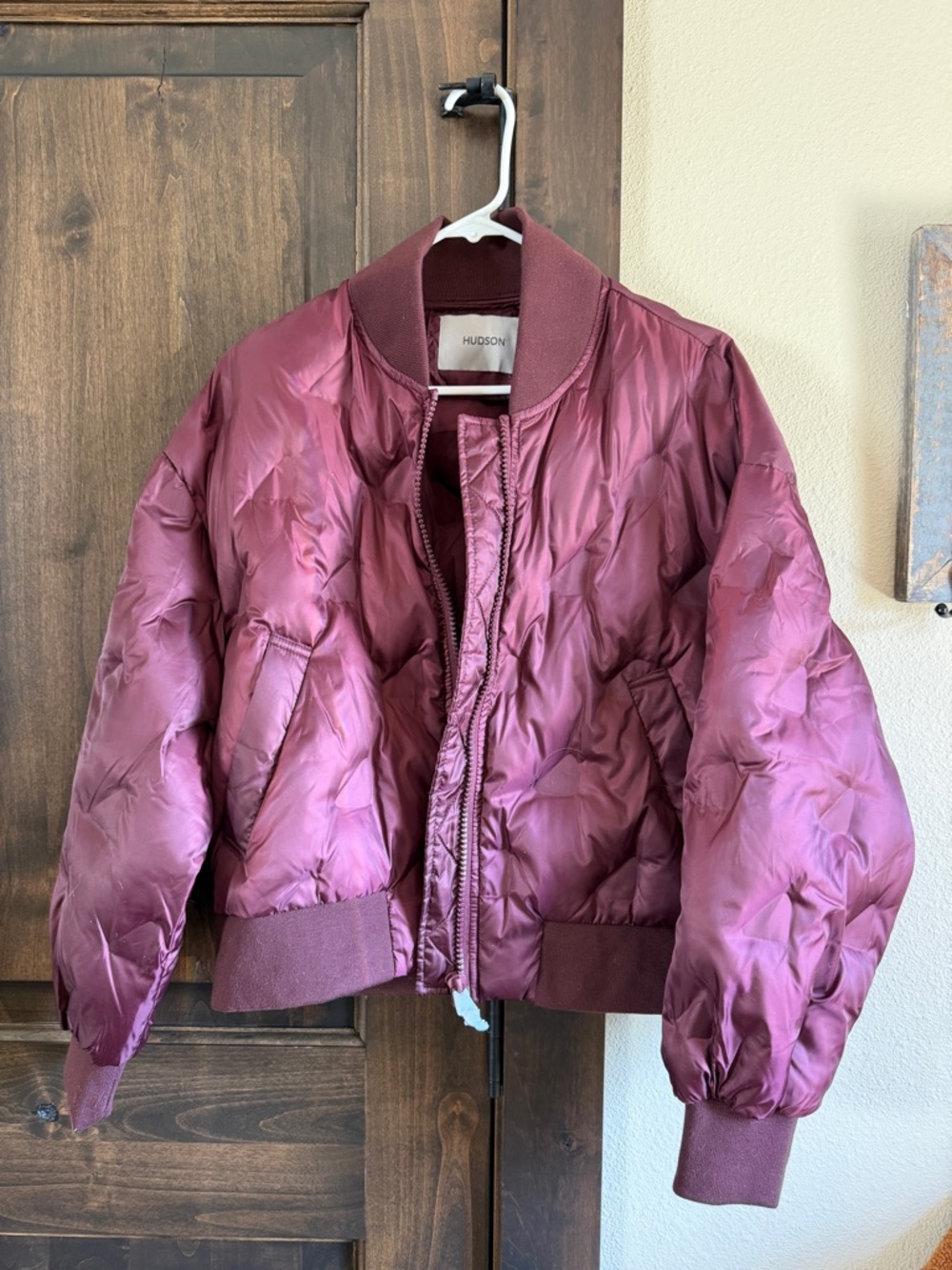 Hudson Quilted Bomber Jacket in Port (Deep Wine)
